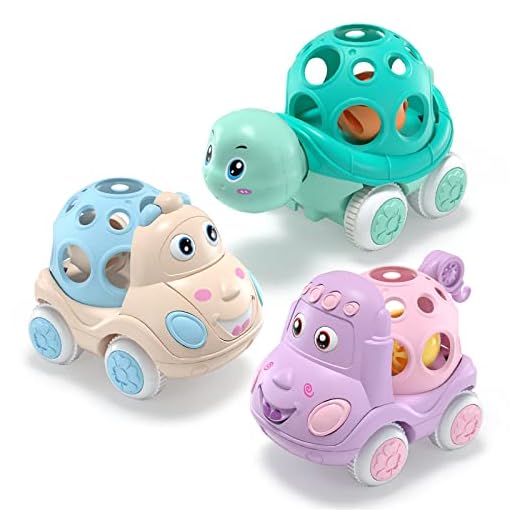 BeAndge Baby Car Toys, Babies Toy Cars for Baby Boy, Girl Rattle & Roll Truck for Infant Boys Toddler Girls, Push and Go Trucks for 1 2 Year Old, Preschool Learning Gift for Toddlers Infants 18 Months