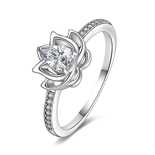 TIGER RIDER Sterling Silver Lotus Ring for Women -...