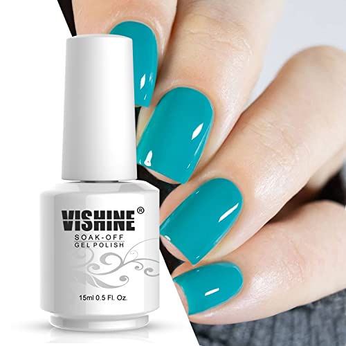 Vishine Nail Gel Polish, 15Ml Soak Off Nail Gel Polish Nail Art Manicure Salon Diy At Home Long-Lasting - Turquoise 0.5 Oz #TOP2