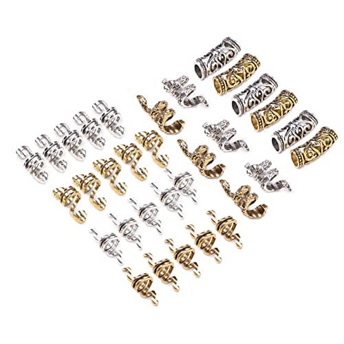 Wikinger-Bartperlen, Wikinger-Bart-Haarperlen, Haarflechtperlen, 32 Stück, für Partys, Filmfestivals, Hochzeiten und Besondere Anlässe