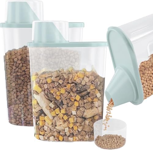 Plastic Pantry Container, 2.5L Cereal Containers Storage, Food Storage Containers with Measuring Cup, Food Canister for Rice, Flour, Cereal & Pet