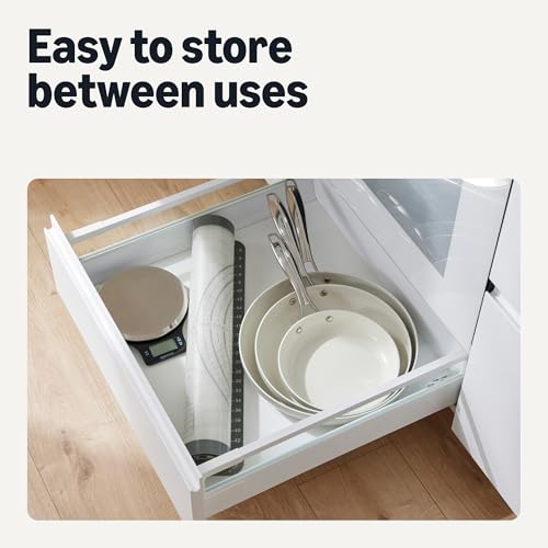 Image of Amazon Basics Ceramic Nonstick Cookware, 3-Piece Set of Frying Pans, All Cooktop Induction Compatible, Dishwasher-Safe, Oven-Safe, Linen Gray