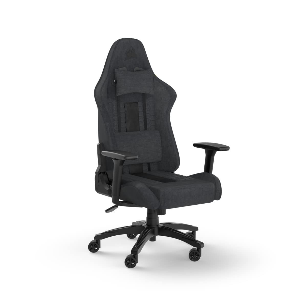 CorsairTC100 RELAXED Gaming Chair - Fabric - Racing-Inspired Design - Lumbar Pillow - Detachable Memory Foam Neck Pillow - Adjustable Seat Height - Adjustable Armrests - Grey & Black
