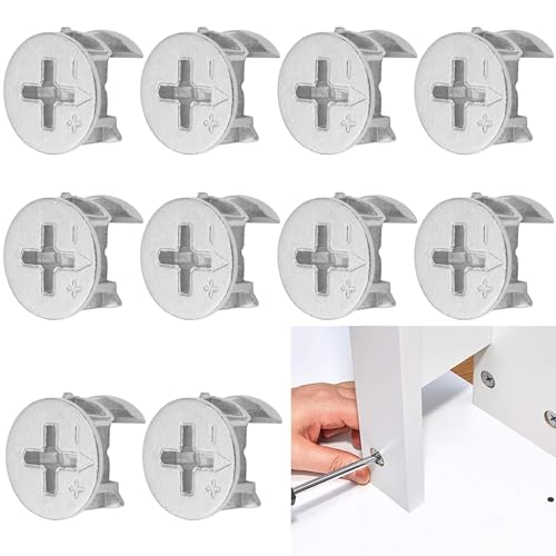 Uskerb 10PCS Durable Cam Lock Set for Drawers & Wardrobes – Anti-Corrosion, Secure Furniture Connector White
