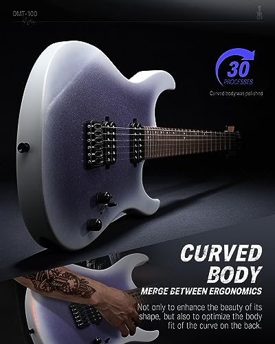 Image of Donner Solid Body Electric Guitar, 39 Inch Metal Electric Guitar Beginner Kits with Bag, Strings, Strap, Cable, Strings Dampener for Rock Music Lover, DMT-100 (Gradient Violet)