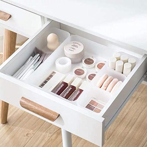 Fourthsky Clear Plastic Drawer Organizer Tray for Vanity Cabinet, Set of 5 Storage Tray for Makeup, Kitchen Utensils, Jewelries, Medicine, Pens, and Gadgets