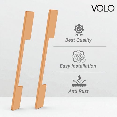 Image of VOLO Wardrobe Cabinet Handle - Multi-Use Pull Handle for Wardrobe, Drawer, Sliding Closet, and Door in Kitchen, Office, and Bedroom Pack of 1 (Rose Gold, 288MM (12 Inch))