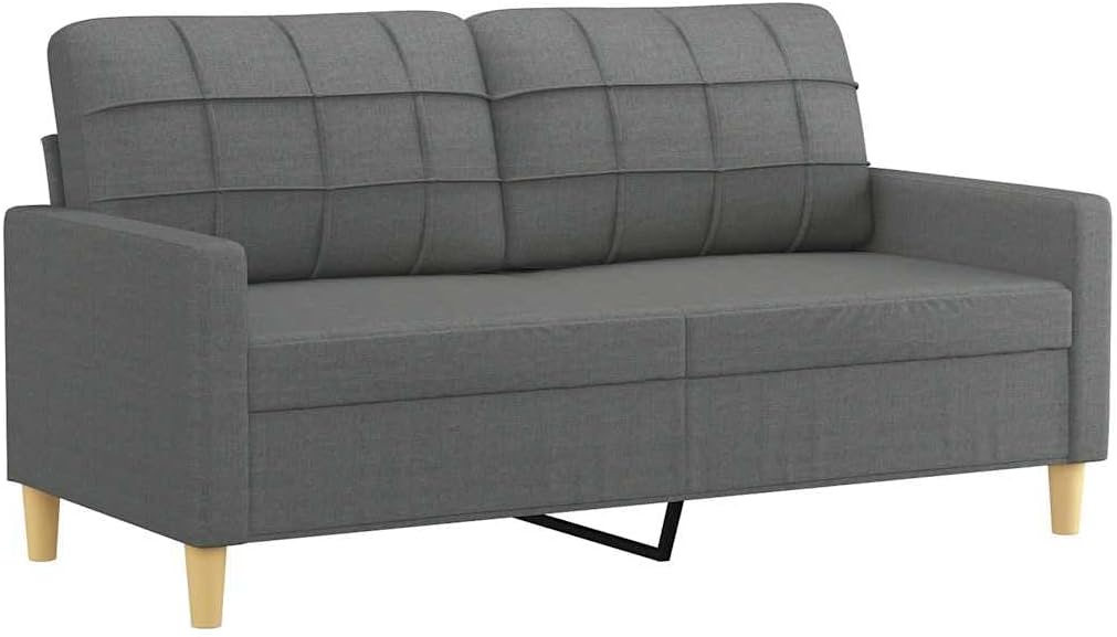 2-Seater Sofa Dark Grey Polyester 55.1 in Seat Width Durable Living Room Furniture