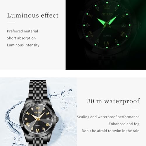 Image of OLEVS Women's Analog Watch Quartz Rose Gold Stainless Steel Strap Fashion Luxury Business Circular Calendar