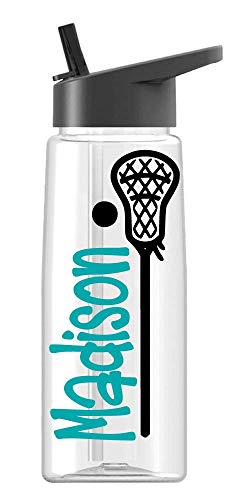 Personalized Sport water bottle Lacrosse design with name BPA Free 26 oz, clear or colored bottle