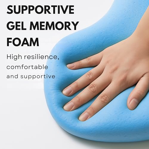 Image of Neck Pillow for Travelling, Pink | Cooling Gel Memory Foam, Ergonomic Design, For Car & Flight, Office Chair Support, Compact