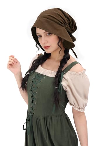 UJUROU Medieval Peasant Amish Hat Colonial Bonnet Coif Cap Prairie Renaissance Headwear Costume