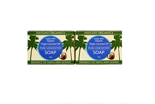 Niugini Organics Organic Certified Natural Bar Soap - Moisturizing Soap Bar From Premium Organic Coconut Oil - Cold Pressed Bath Soap For Men & Women - Face & Body Soap Bars - Jabon De Baño (Unscented, Pack Of 2) #TOP13
