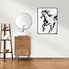 Moonow7 Galloping Horse Wall Art, Dynamic Black and White Ink Poster for Modern Living Room Office or Bedroom Decor, Unframed Size 45x60 cm / 18x24″ #3