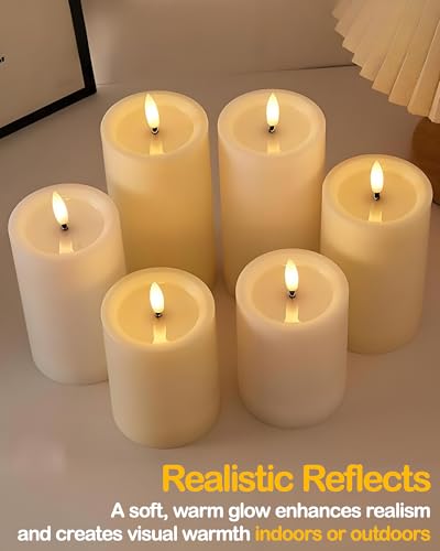Image of Gmnee 3 inchx4 inch Outdoor Waterproof Flameless Candles with Remote and Timers, LED Candles, Battery Operated Candles, Electric Fake Pillar Candles for Patio, Porch, and Lanterns Decor (Ivory, Plastic)