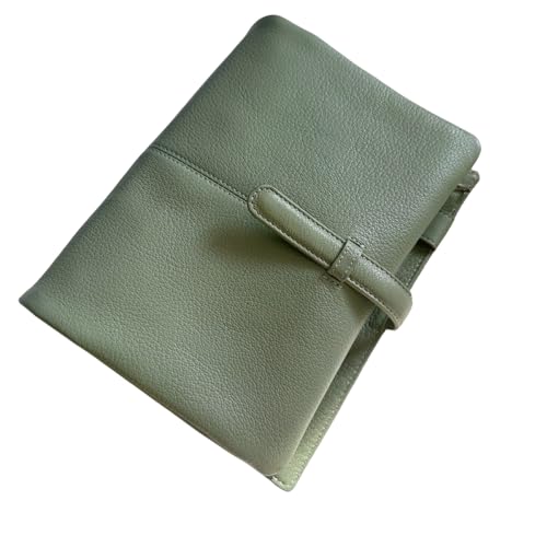 Burxxong A5 Genuine Goatskin Leather Journal Planner,Stalogy Rings Notebook with 30MM Binder Agenda Diary (Sage Green)