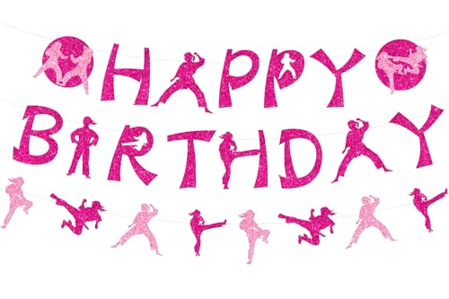 Sursurprise Karate Birthday Decorations, Karate Birthday Banner for Girls Taekwondo Martial Arts Party Supplies