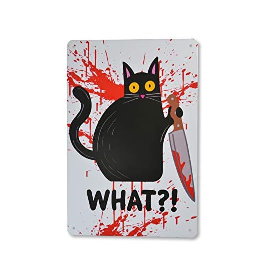 Krummer Hund Plåtskylt katt What? rolig – 30 x 20 cm – kattälskare – dörrskylt – hobby katt – katejtare – hobbykällare – dörskylt – present – 4 hål förborrade (0,3 cm) design (2)