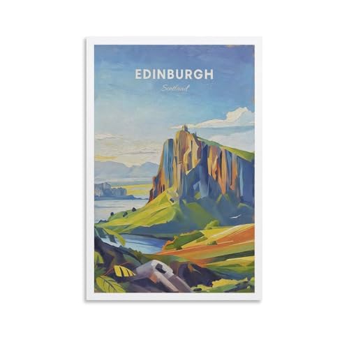 NHGEQAA Edinburgh Schottland Vintage-Reiseposter, 20 x 30 cm, Kunstdruck auf Leinwand
