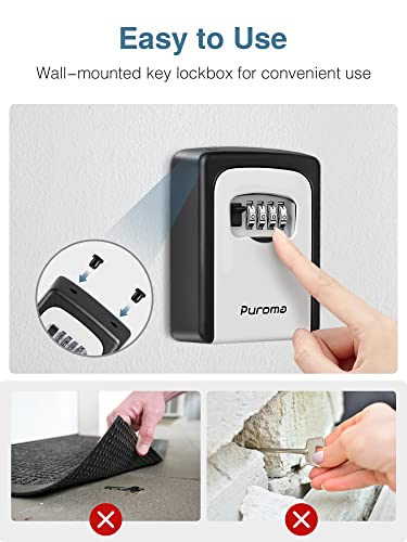 Puroma Key Lock Box Waterproof Combination Lockbox Portable Resettable Wall Mounted & Hanging Key Safe Lock Box For House Keys, Realtors, Garage Spare, Gray (1 Pack) #TOP1