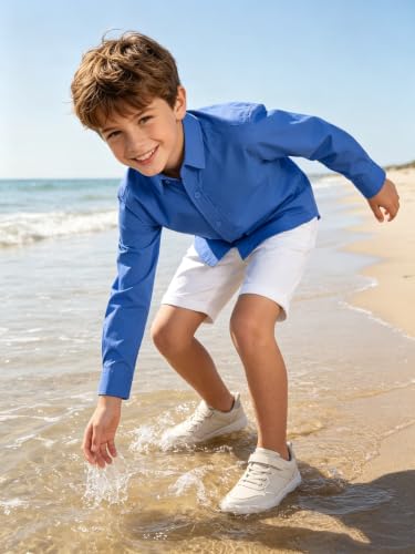 Image of DHTS Boys' Dress Shirts Toddle Boy Long Sleeve Uniform Shirt for Kids
