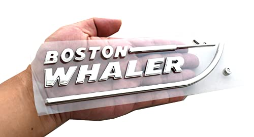 Image of 1pc Boston Whaler Emblem 3D Badge Nameplate Letter Size 8-3 /4 inch X 2 inch Peel and Stick (Chrome)
