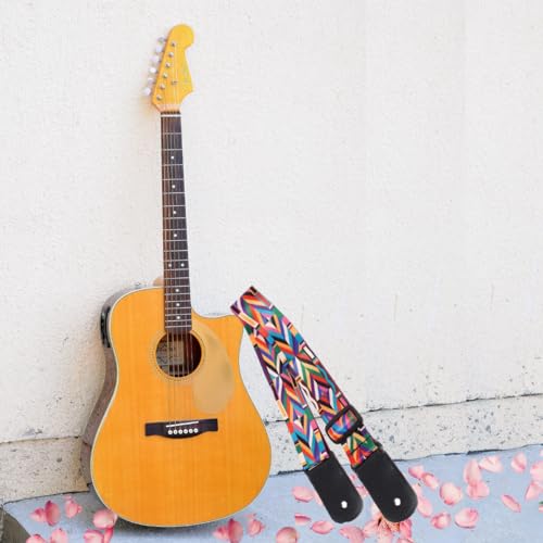 Image of MOCKING BIRD Guitar Belt with guitar wall mount hanger Adjustable Buckle Guitar strap for acoustic Guitar Electric Guitar bass Guitar Hanger with Colourful Plectrum picks