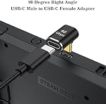 USB C 90 Adaptateur de degré (2 Pack), forme de l'angle droit haut et bas USB Type C Connecteur mâle à femelle pour Deck à vapeur, ROG Ally, je suis désolé. MacBook, Comprimé, téléphone et plus - noir