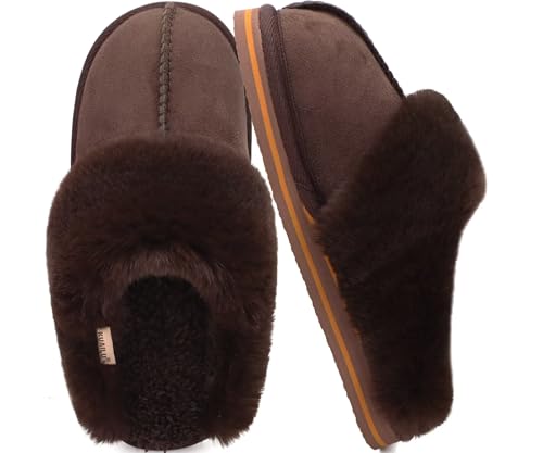 Image of KuaiLu Womens Cozy Memory Foam Slippers Ladies Fuzzy Faux Fur Lined Warm Arch Support House Shoes Slip on Comfy Winter Scuff Indoor Outdoor Rubber Hard Sole