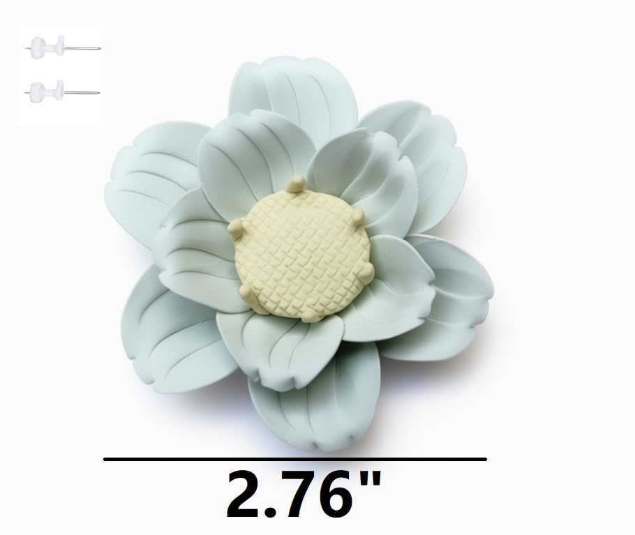 Image of Ceramic Flower Wall Art Decor, Artificial Flower Wall Sculpture,Handmade Ceramic Flowers for Home,Hallway,Living Room, Kitchen,Bathroom (Light Green,crabapple Blossom, 2.76 inch)