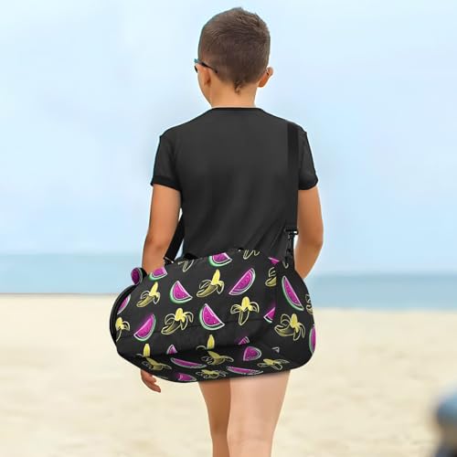 Duffle Bag for Boys or Girls with Shoes Compartment, Watermelon Banana Sports Travel Bag Overnight4