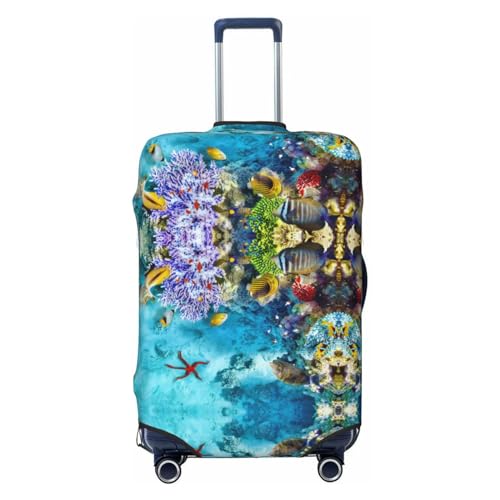Corals and Tropical Fish Luggage Cover Washable Elasticated Luggage Covers for Suitcase TSA Approved Stylish Scratch Resistant Luggage Case Protector