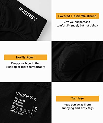 INNERSY Men's Underwear Briefs Bikini Cut Covered Waistband Underpants 4-Pack4
