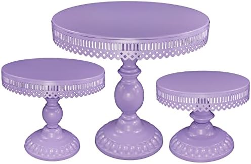 3-Set Cake Stand Round Cake Stands for Wedding Event Birthday Party Halloween Decorations Baby Shower (Purple)