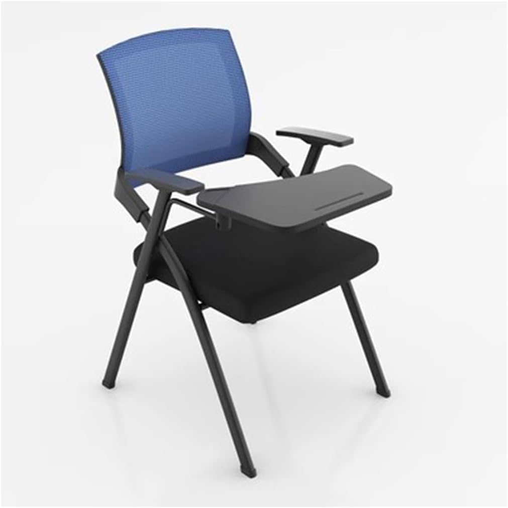 Ergonomic Folding Training Chair for Office Desks Wide Seat Desk with Padding for Meetings(Blue W/Pad)