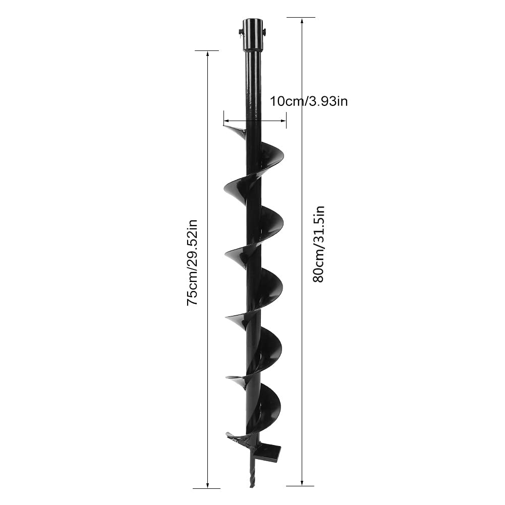 Wiertło ślimakowe Ogrodowe, Wiertarka do Koparki Po Otworze, Sadzenie Ogrodowe Auger Earth 100x800 Mm Pojedyncze Ostrze do Otworu Ogrodzenia, Drzewo Sadzenia, Obracanie Gleby,