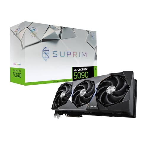 Image of MSI GeForce RTX 5090 32G SUPRIM SOC Graphic Card - NVIDIA GeForce RTX 5090 GPU, 32GB GDDR7 512-bit Memory, 28 Gbps, PCI Express Gen 5 x 16 Interface, Upto 2565 MHz, STORMFORCE Fan