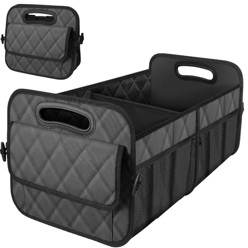 Image of Deosk Car Trunk Organizer for SUV, Car Organizers and Storage with Reinforced Handles, Car Accessories for Women /Men 70L Waterproof Polyester Trunk Organizer(Large, Charcoal)