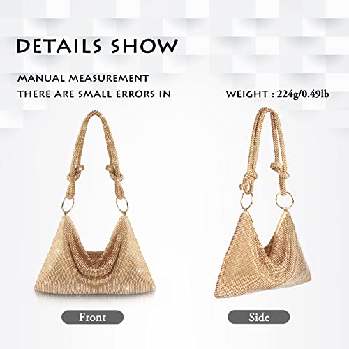 Aoyunhui Rhinestone Hobo Bag For Women Shoulder Handbags Evening Bling Hobo Bag Evening Purse Rhinestone Clutch Purses For Women Crystal Evening Clutch Bag For Wedding Reception Prom Reunion-Gold #TOP7