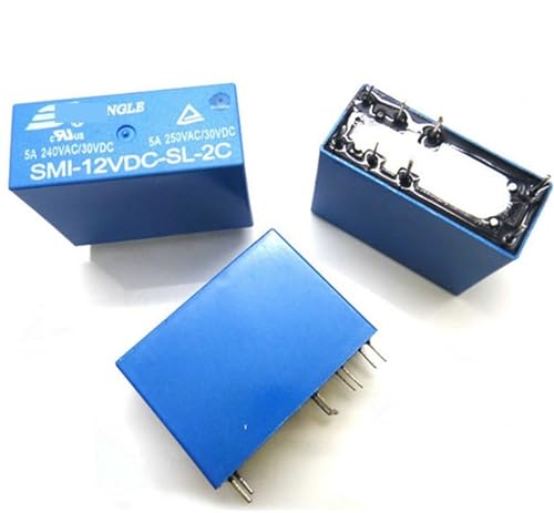 Relés de potencia SMI 12VDC SL 2C de 8 pines y 5A para automatización electrónica 5 unidades