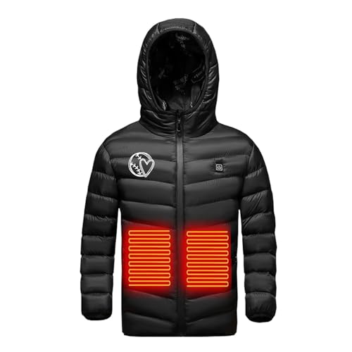 Heated Jacket for Child Hooded Jackets Boys Girls USB Charging Winter Heated Coat 3 Adjustable Temperature Body Warmer3