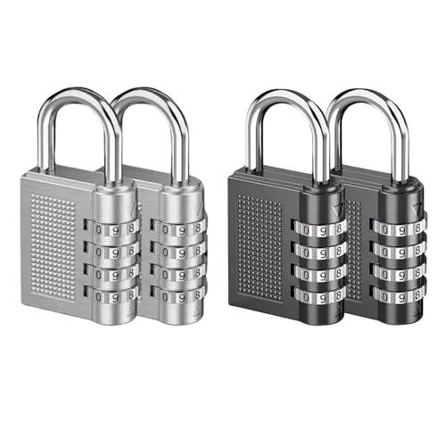 Image of Oblivion Number Locks for Door - Multicolour 4-Digit Number Combination Anti-Theft Metal Lock for Travel Bag, Luggage, Door, Tool Box, Resettable PIN Number Padlock (Pack of 4)