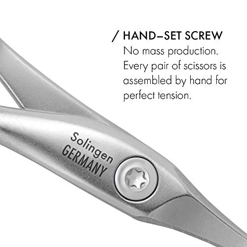 GERMANIKURE Tower Point Cuticle Scissors - Self-Sharpening FINOX22 Titanium Coated Stainless Steel Professional Manicure Tools in Leather Case - Ethically Made in Solingen Germany - 2705