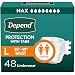 Depend Incontinence Protection with Tabs, Maximum Absorbency, Large, 16 Count (Pack of 3)