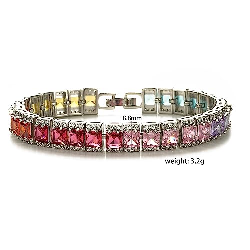 14K Gold Tennis Bracelet with Multicolor Moissanite, Women's Moissanite Tennis Bracelet, Distinctive Present3