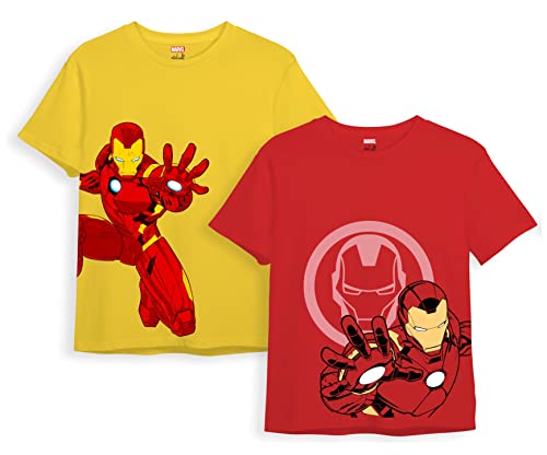 Image of minicult Marvel's Avenger Regular Fit Character Printed Tshirt for Boys and Girls (Avengers)(Red 2)(Pack of 2 Tshirt)(13-14 Years)