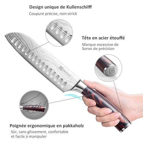 Couteau Santoku 17 cm acier 5Cr15MoV DMS-1 PAUDIN – Image 5