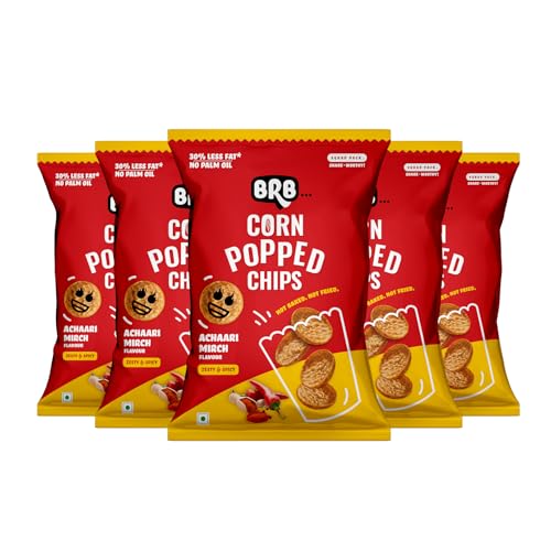 Image of BRB Corn Popped Chips | Popcorn & Nachos Upgraded | Not Baked. Not Fried. | Red Chili Chataka Flavour | 5 Packs X 48 Grams