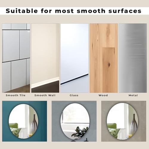Image of PANCA Oval Adhesive Wall Mirror Sticker 21x31 cm | Unbreakable Flexible Plastic Mirror for Bathroom & Bedroom | Lightweight Wash Basin Mirror for Tiles & Home Decor