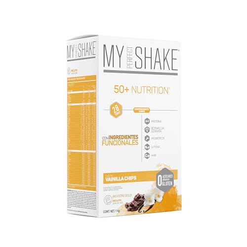 Proteínas, 50+ - MY PERFECT SHAKE® - Con 50 nutrientes + 27 vitaminas y minerales, colágeno hidrolizado, Boswellia serrata, omega 3, probióticos, luteína y mucho más...